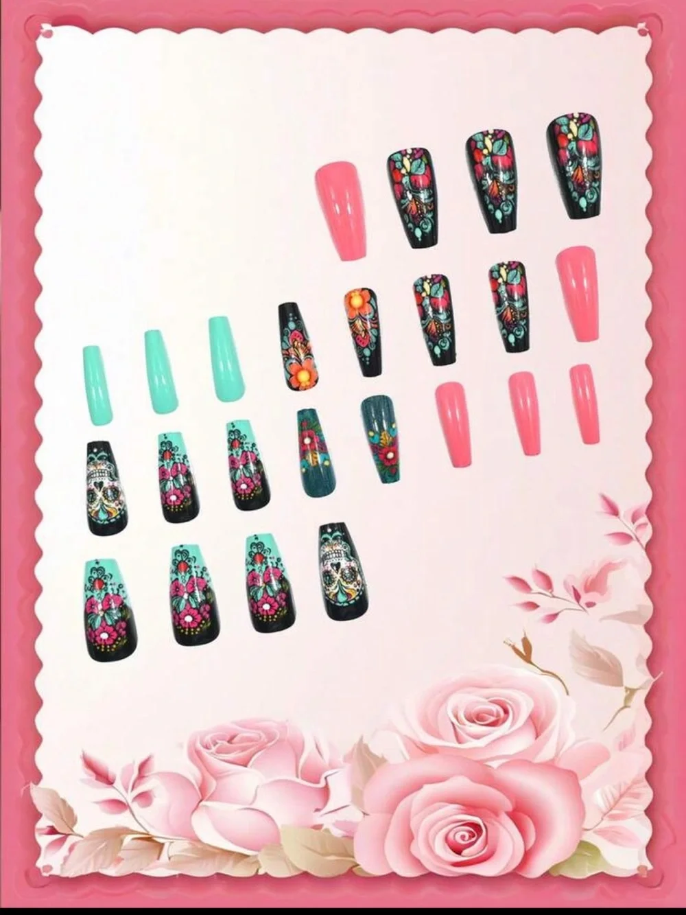 Vibrant Day of the Dead Press On Nail Set NEW 🏷️